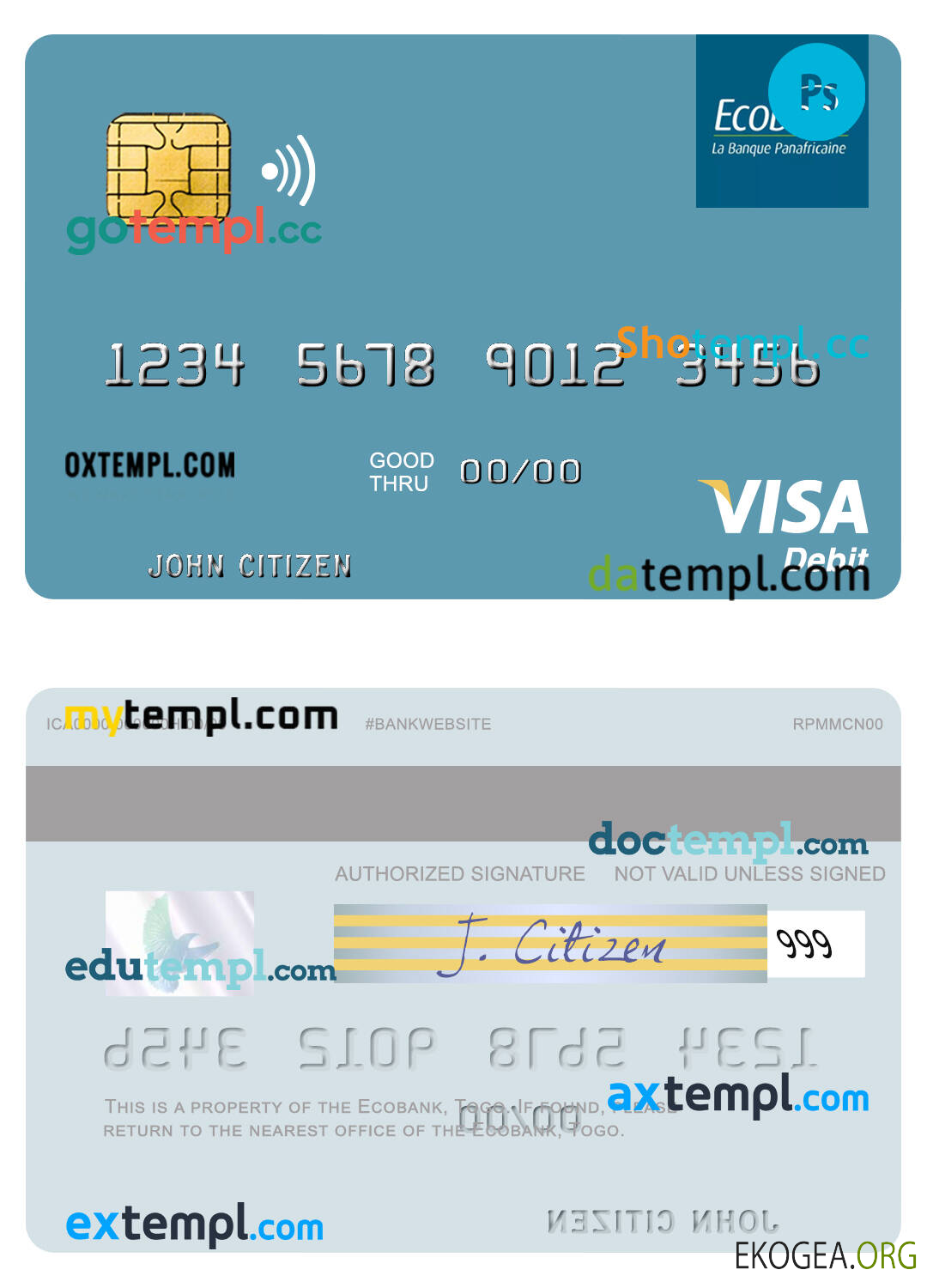 Carte de débit visa Ecobank Togow1